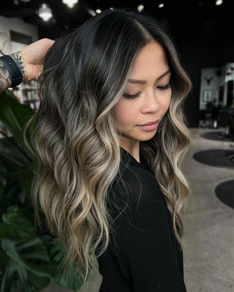 blonde balayage on black hair.